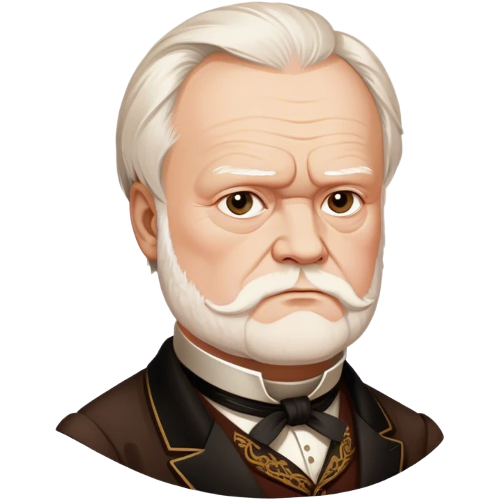 Cinematic Realistic portrait of Victor Hugo, shown as an iconic writer with intense, thoughtful eyes and richly detailed 19th‑century attire, rendered in warm, literary lighting that captures his creative spirit emoji