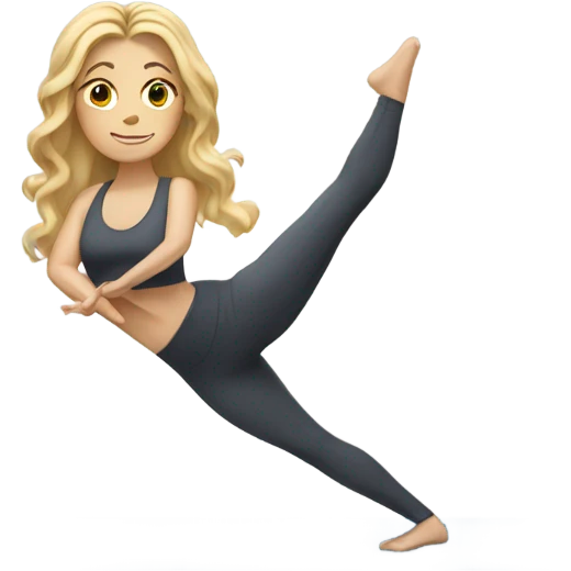 White woman, long hair, blonde hair, wavy hair, yoga pose emoji