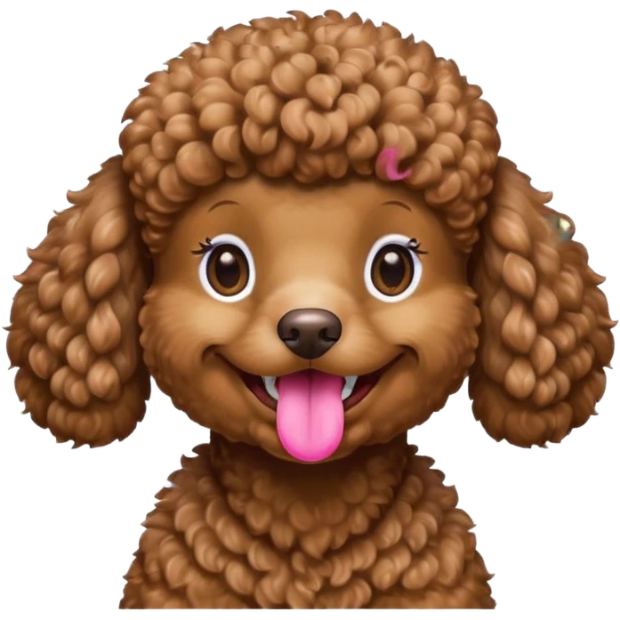Brown poodle, curly fur, grinning happily
 emoji