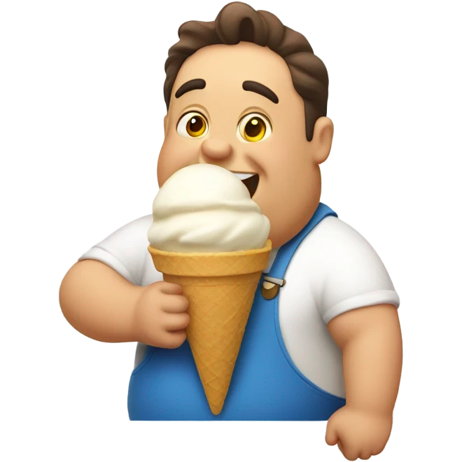 Fat man eating ice cream  emoji