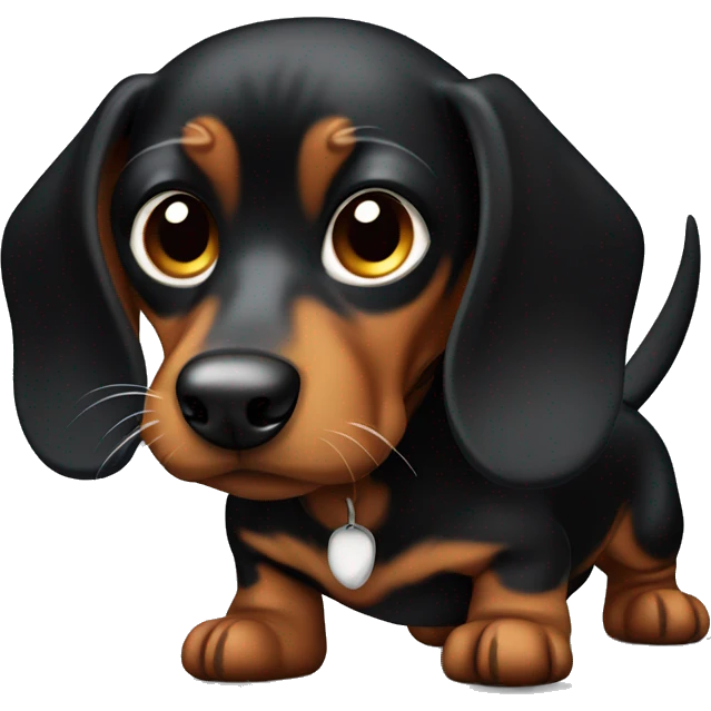 Angry mini black and brown dachshund  emoji