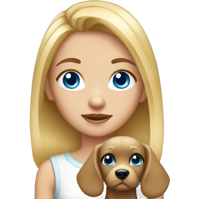 Girl with dog blue eyes blonde emoji
