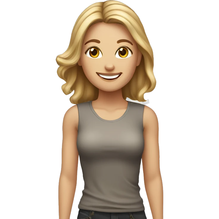 white female with brown to blond hair with a nice smile and hazel eyes emoji