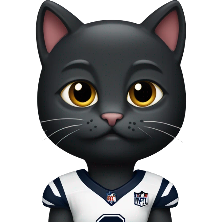 black cat wearing New England Patriots Jersey emoji