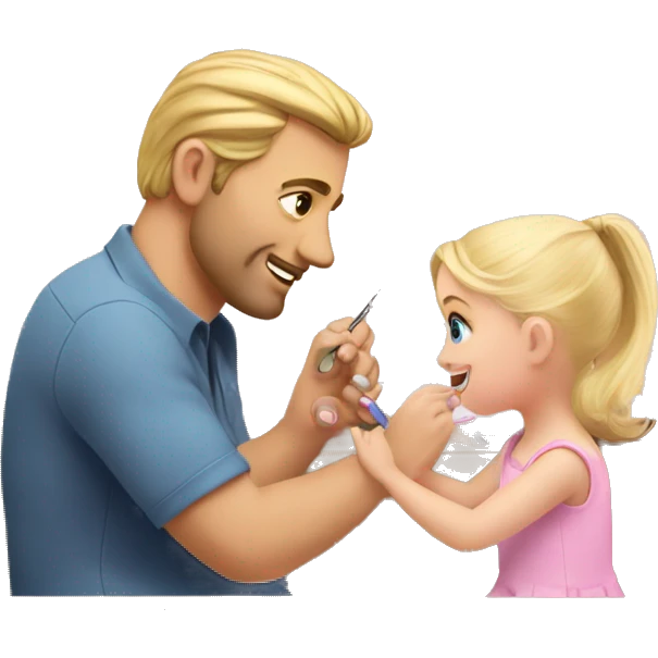 blonde babydaughter gives blonde dad a manicure emoji