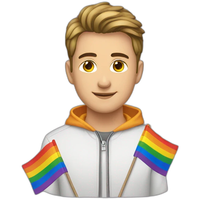 Drapeau LGBT tenu par un homme de 16 ans emoji