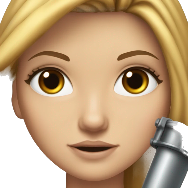 a white girl with brown hair and blonde highlights on the front of her hair with massive eyelashes wearing a crop top and skirt with vanses holding a giant bazooka  emoji