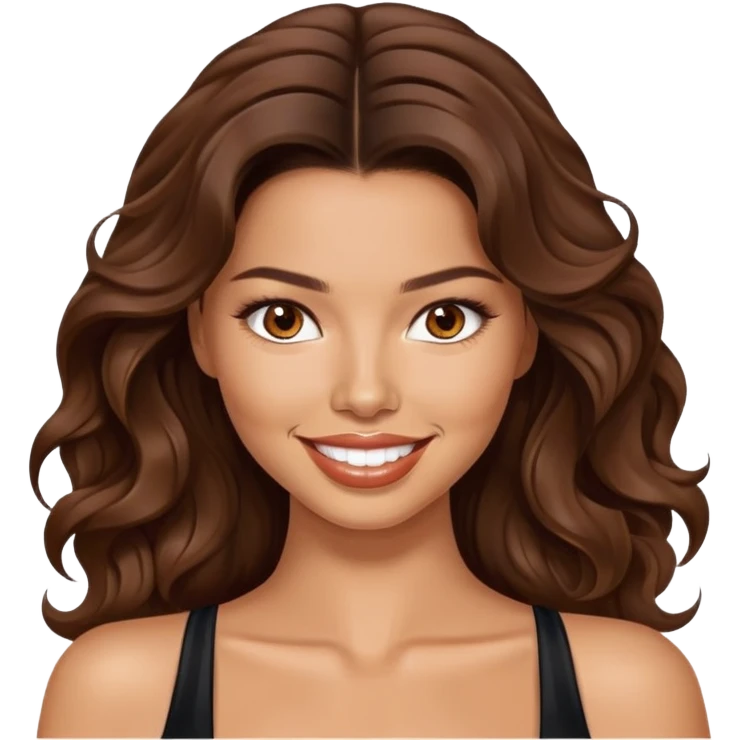 Adriana lima with brown wavy hair smiling and brown eyes emoji