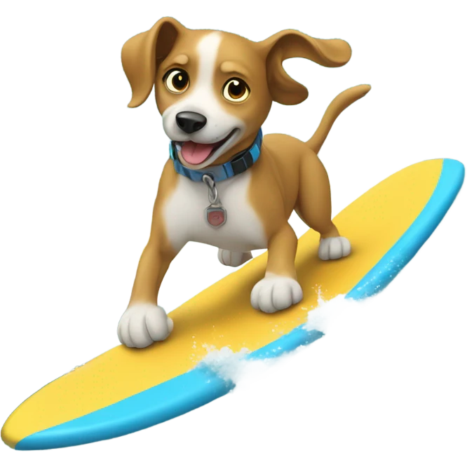 A dog surf boarding on a wave emoji