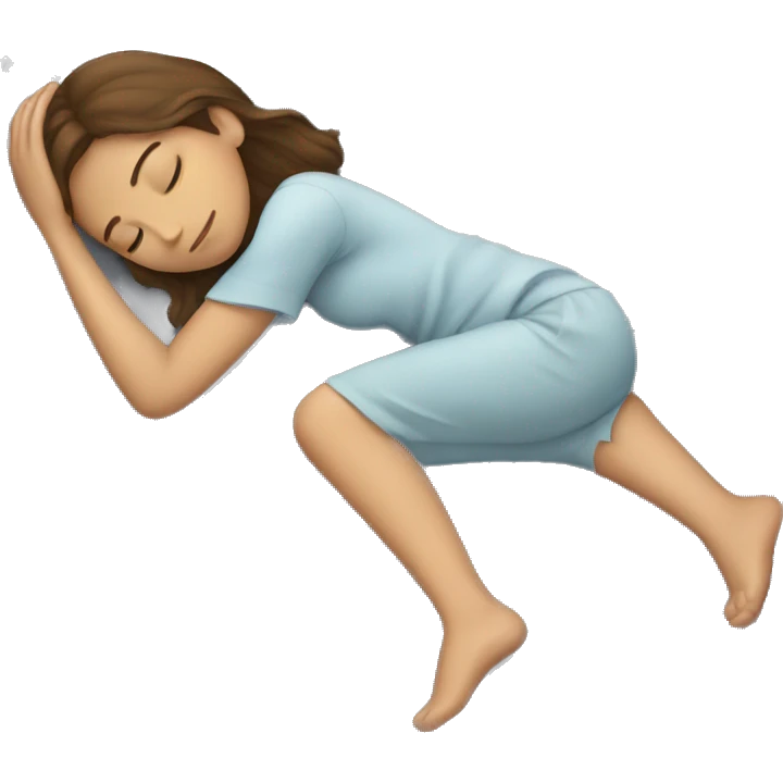 Girl with brown hair sleeping on gray pillow  emoji