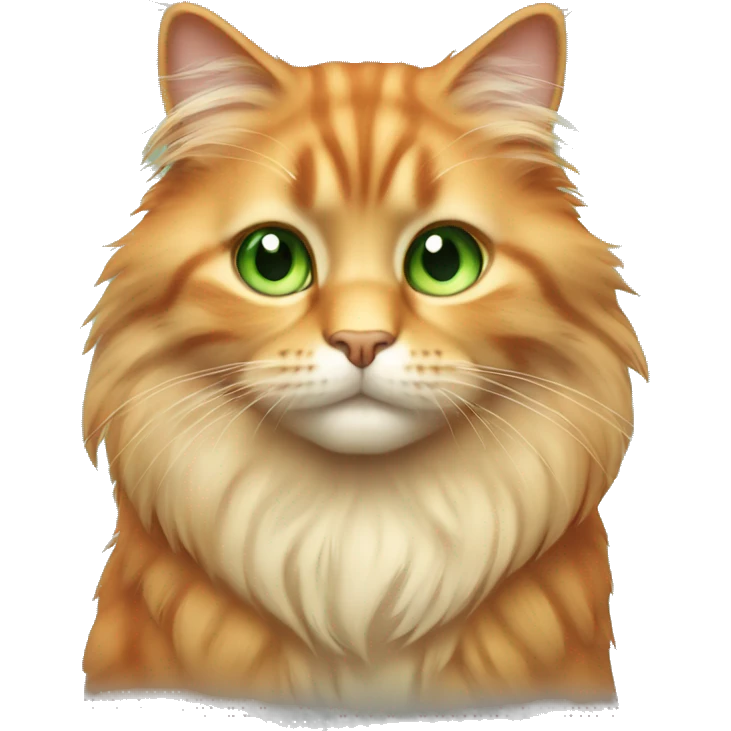 Long hair fluffy beige orange cat with green eyes emoji