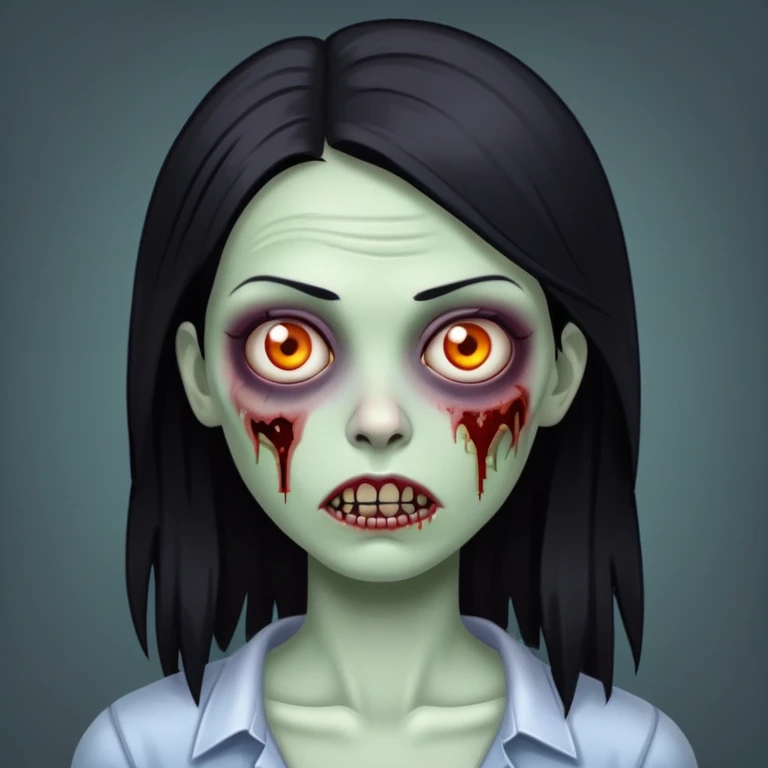 zombie woman, black straight hair emoji