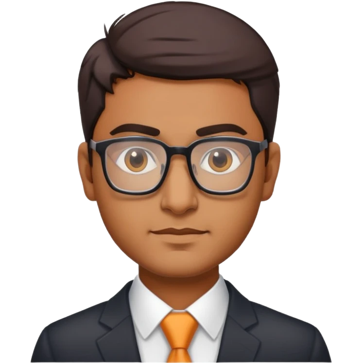 Indian finance bro with glasses, business attire, confident expression emoji