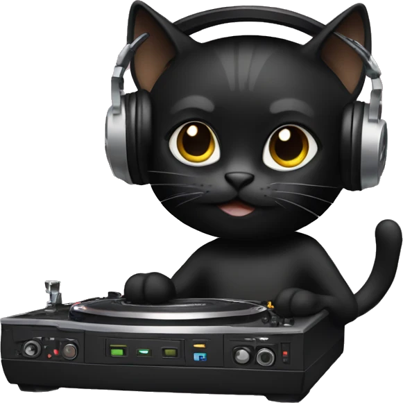 A Black cat DJ with console emoji