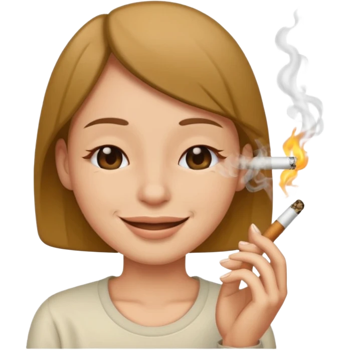 someone smiling with low eyes smoking a joint emoji