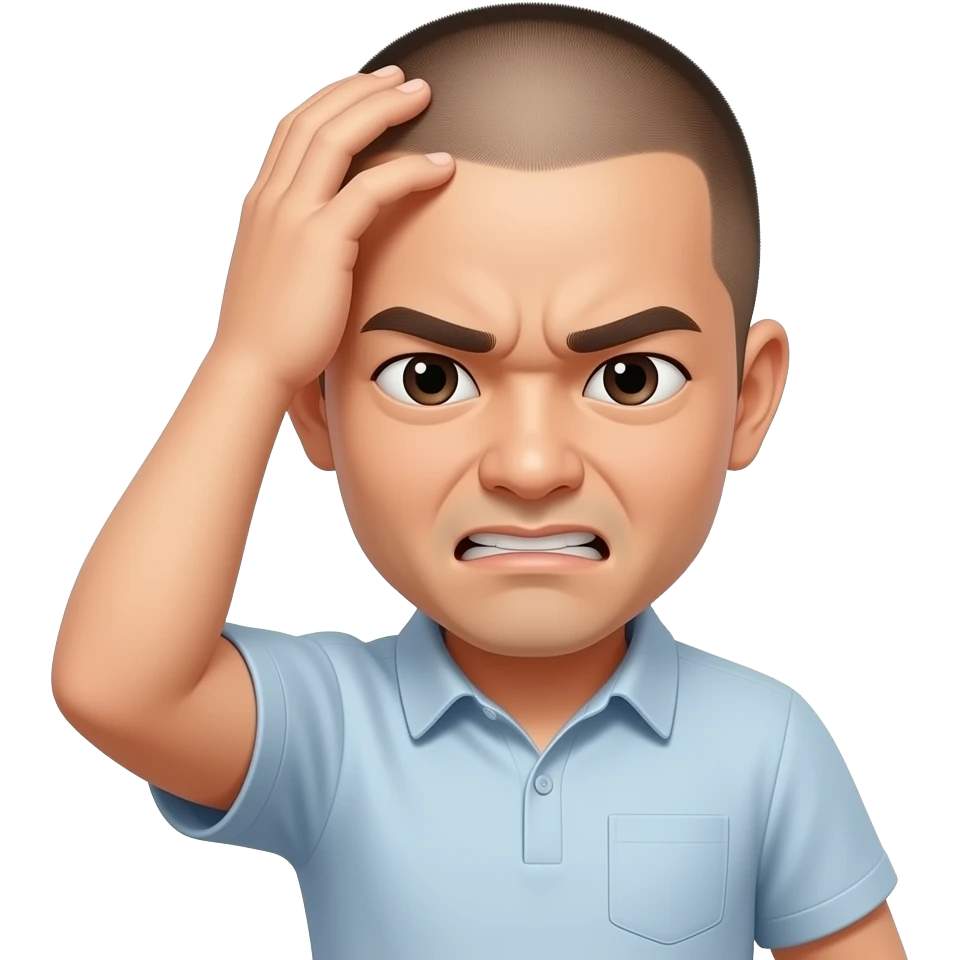 Asian china man with shaved head smacking his head in stupidity emoji