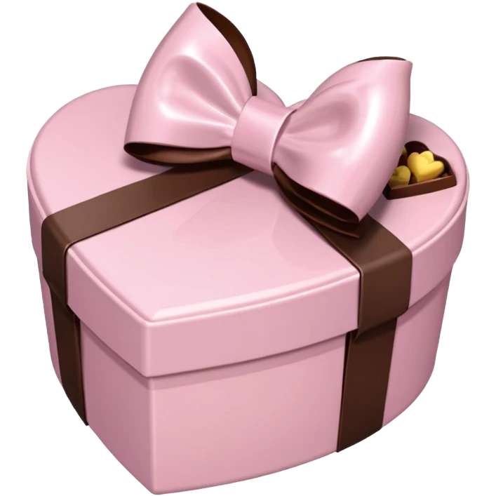 pale pink heart box, pale pink bow, filled with chocolates inside emoji