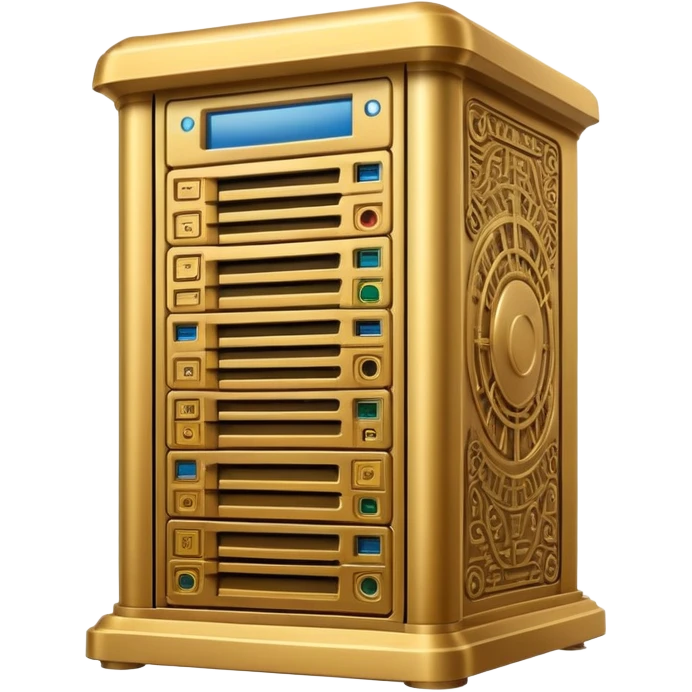 frontview golden ancient computer server emoji
