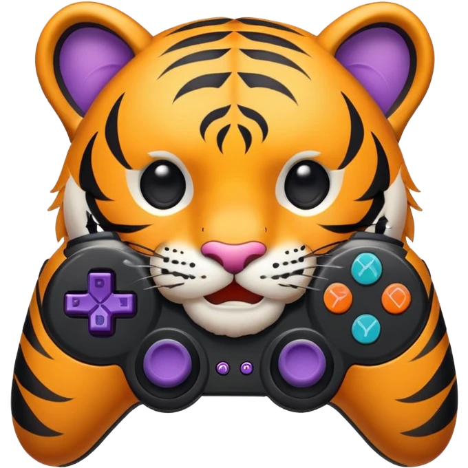 tiger face with gaming controller for Twitch emote emoji