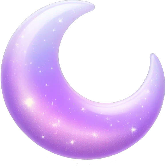 Sparkly glossy Pastel lilac-gradient crescent emoji