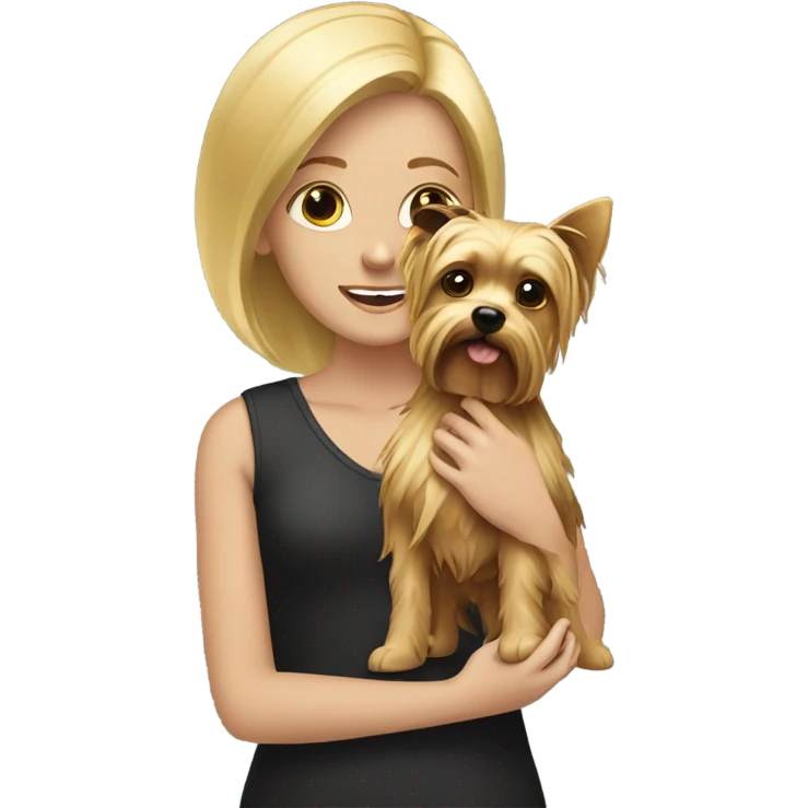 blonde girl with gold yorkshire terrier emoji