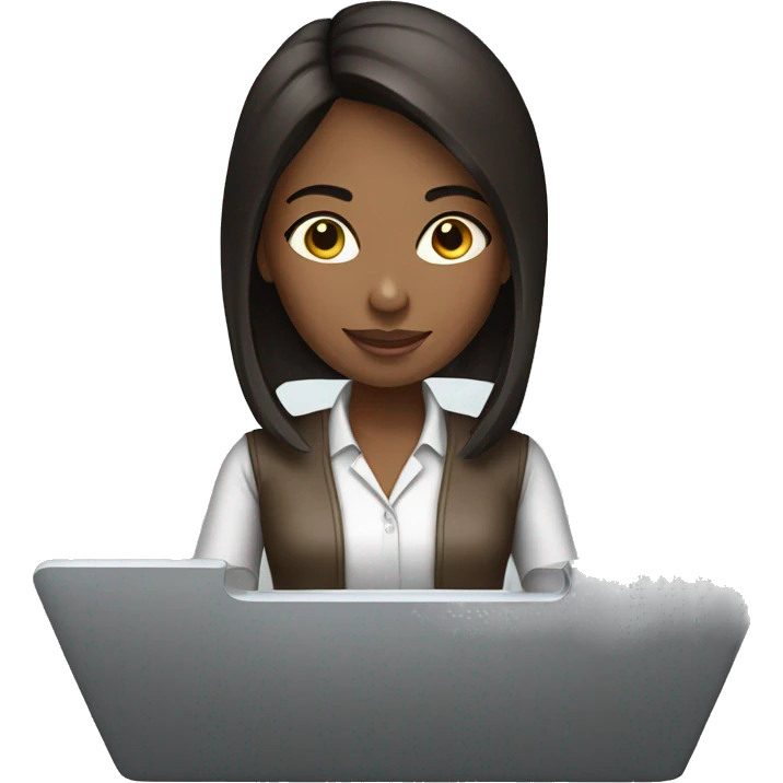 Brunette girl working online emoji