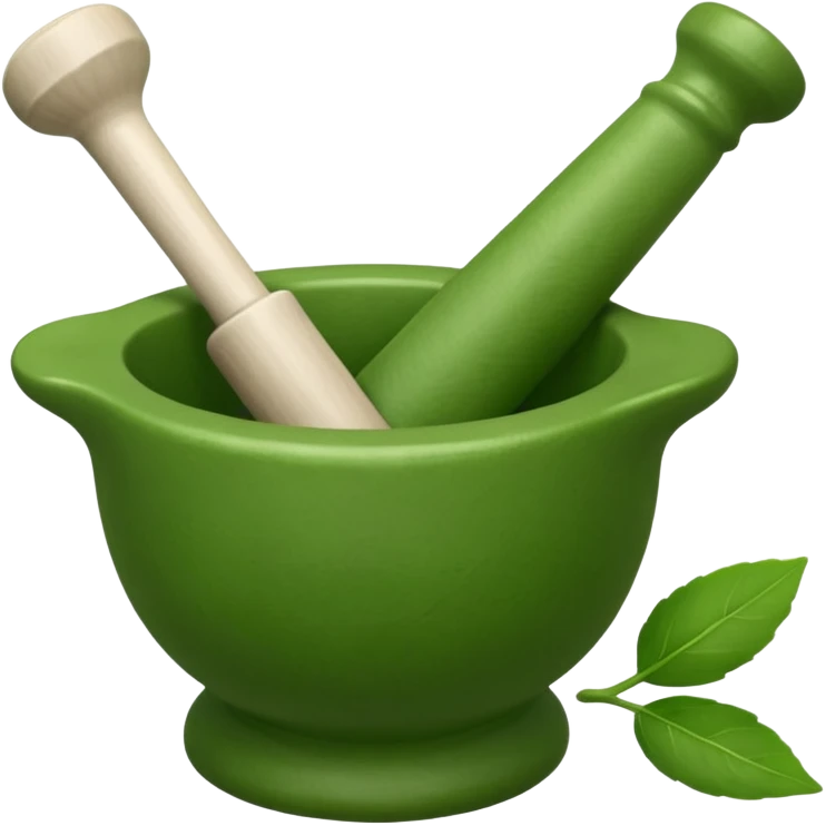 mortar and pestle with leaves emoji