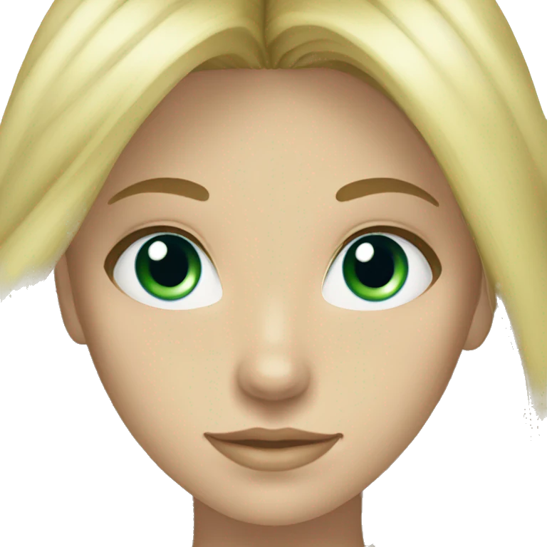girl blond long hair green blue and grey  eyes emoji
