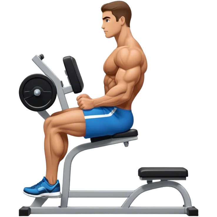 side-view bodybuilder seated weighted calf-raise machine lower leg exercise emoji