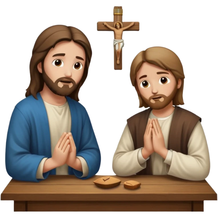 jesus en la mesa orando con una adolescente emoji