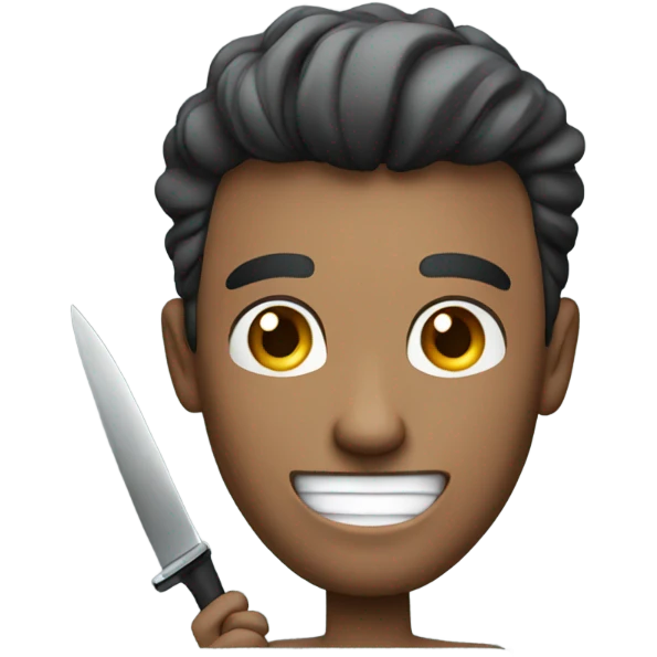 a guy with a knife smiling emoji