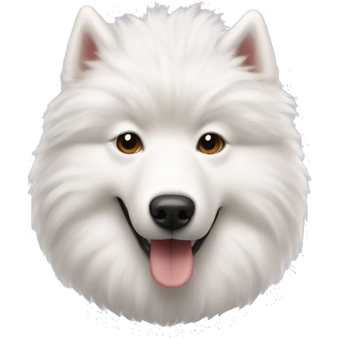 goose and white fluffy Samoyed dog emoji