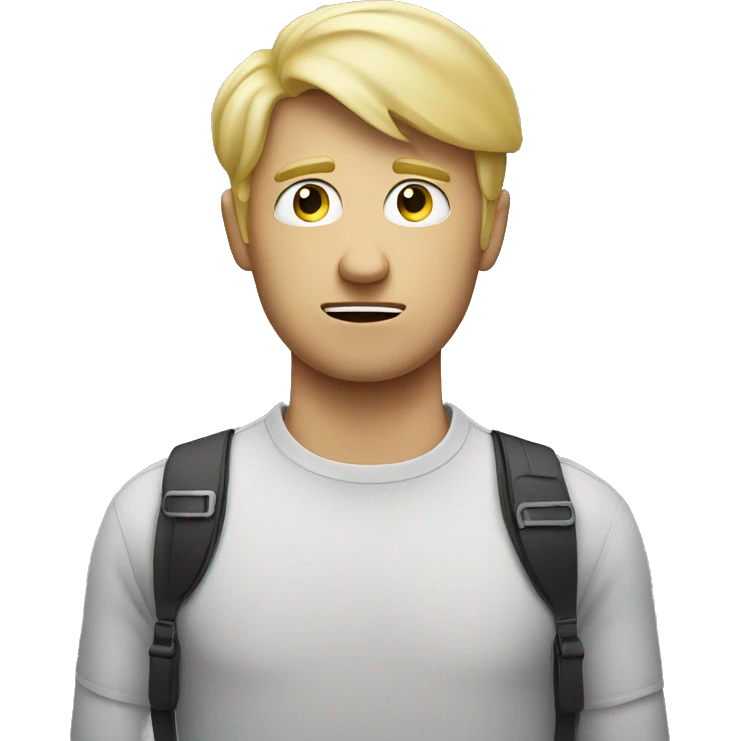 Sad Blonde guy vlogging with a camera emoji