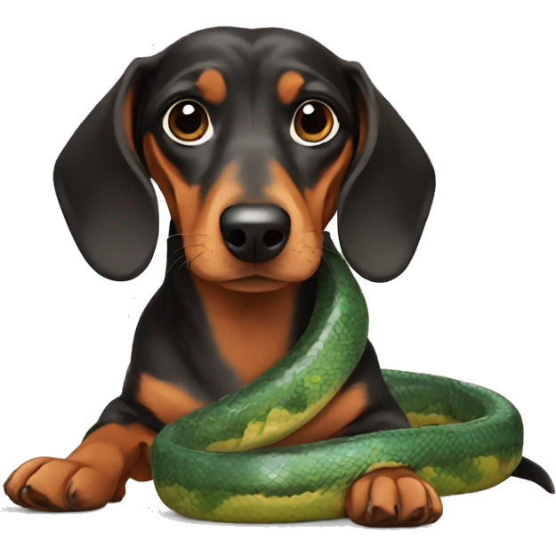 dachshund wrapped by python emoji