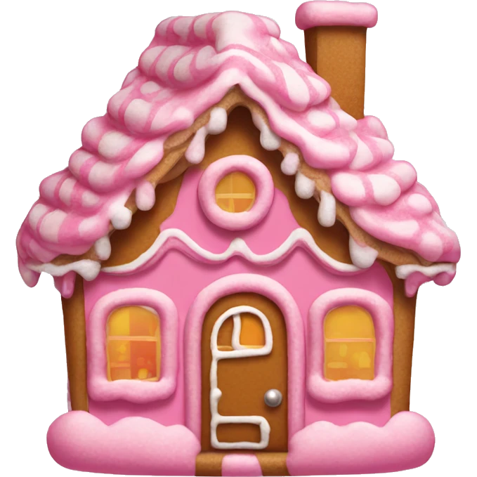 A pink gingerbread house emoji