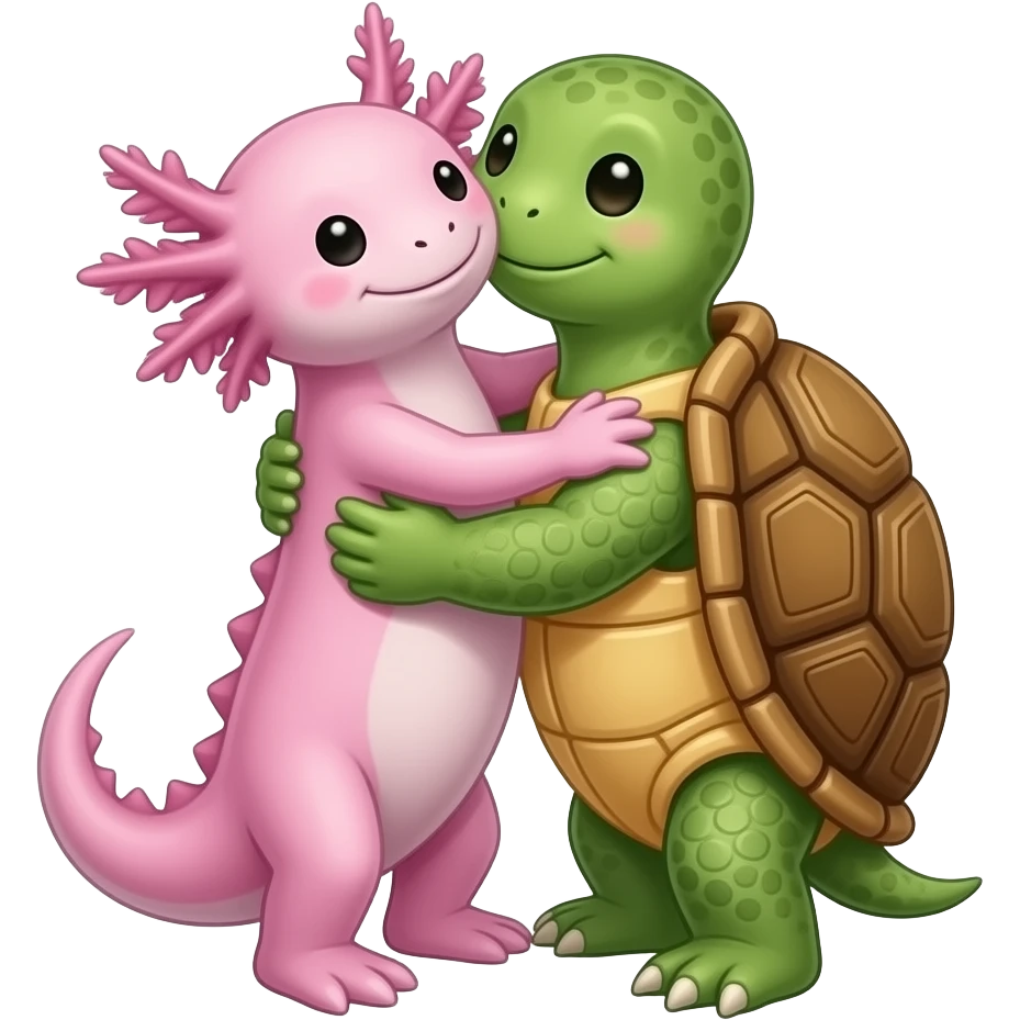 axolotl and turtle romance emoji