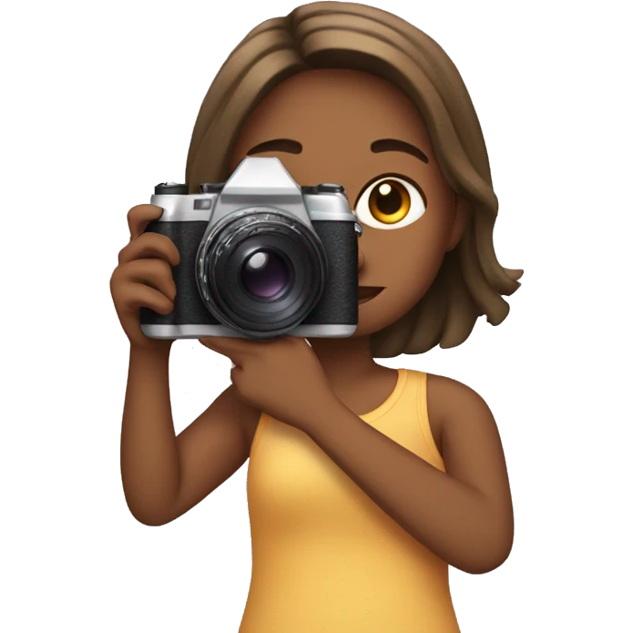 The girl is holding the camera emoji