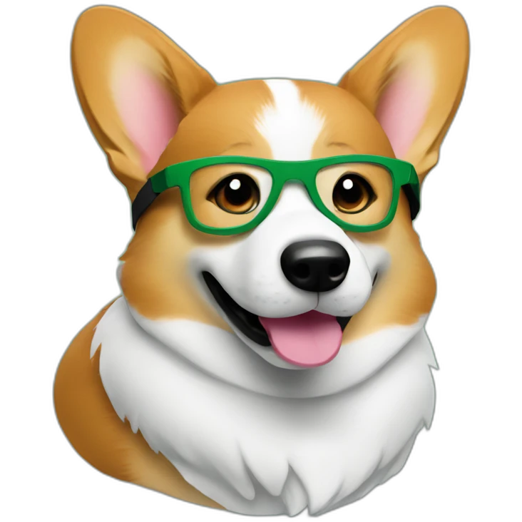 corgi with accountant green visor emoji