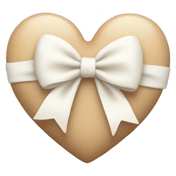 beige heart with white bow emoji