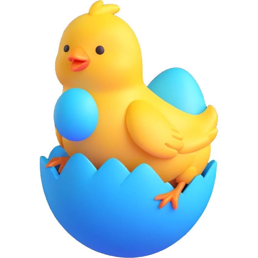 Cute yellow chick hatching from Easter egg emoji