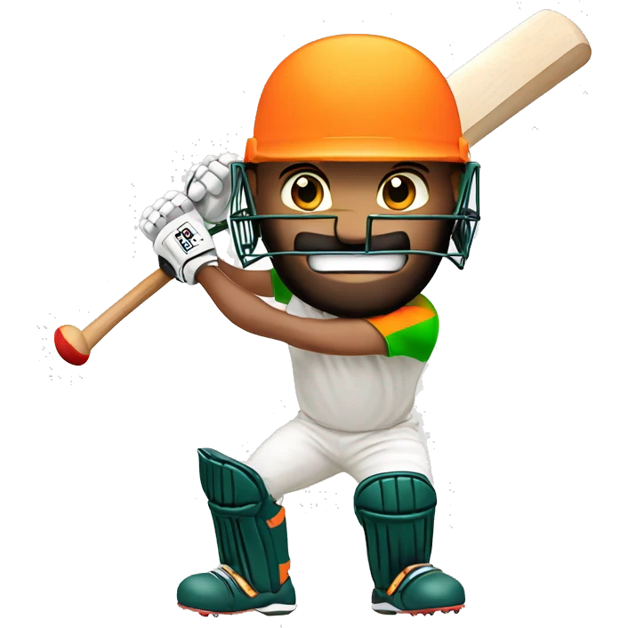 Cricketer with MRF bat dominating  emoji