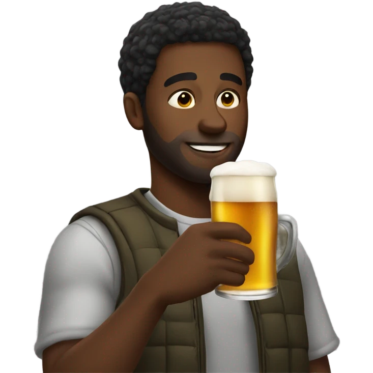 Black guy drinking beer emoji