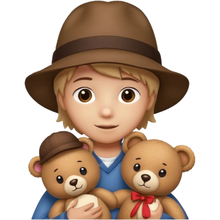 kid wearing hat with teddy bear  emoji