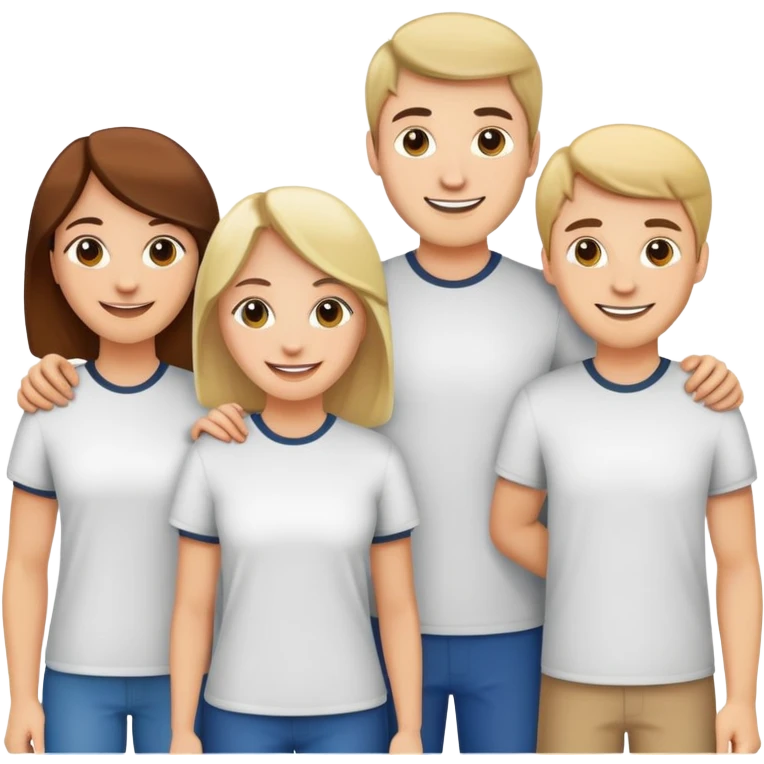 five caucasian people standing together as a team emoji