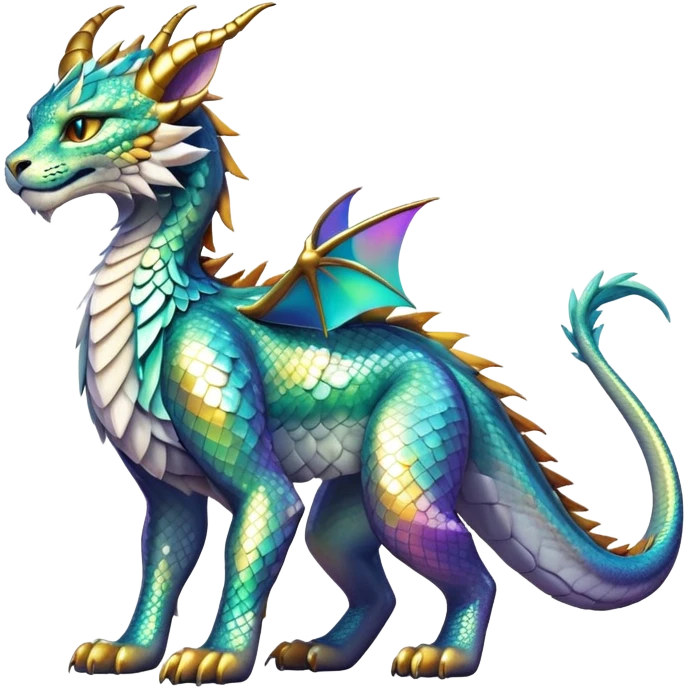 Shiny exotic Dragon-type Fakémon-Lynx full body emoji