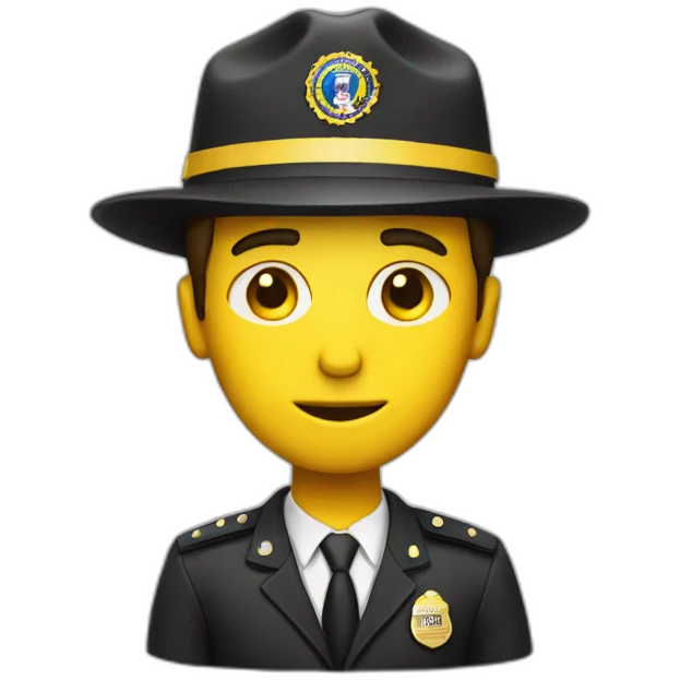 man with yellow "FBI" letters on his cap emoji