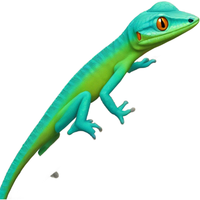 Anole lizard blue and green with orange neck emoji
