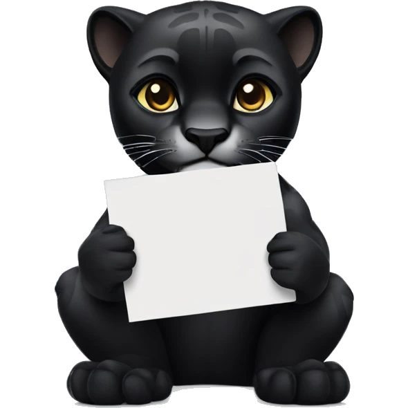 A black panther holding a white sheet of paper in its paws emoji