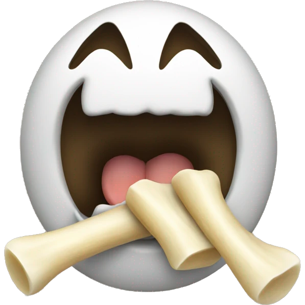 smiling with mouth open emoji eating a bone emoji