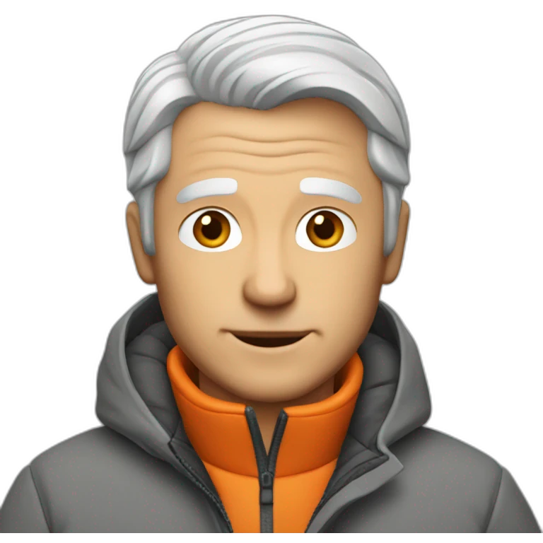 gray-haired white man with an orange down jacket emoji